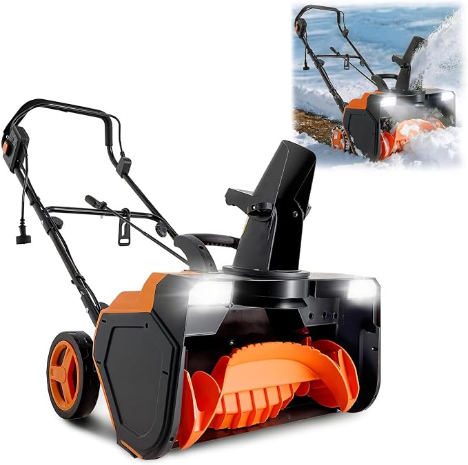 VEVOR Corded Electric Snow Blower, 23-inch 15A Snow Thrower with Dual LED Headlights & 180° Rotating Chute, 25FT Throwing Distance, 12" Depth Clearing, Walk-Behind Snowblower for Driveway Sidewalk