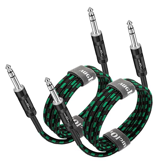 1/4 TRS Cable 3ft 2Pack, Balance 6.35mm TRS Plug, Stereo Quarter inch TRS Male Cable for Power Speaker, Mixer, Amplifier