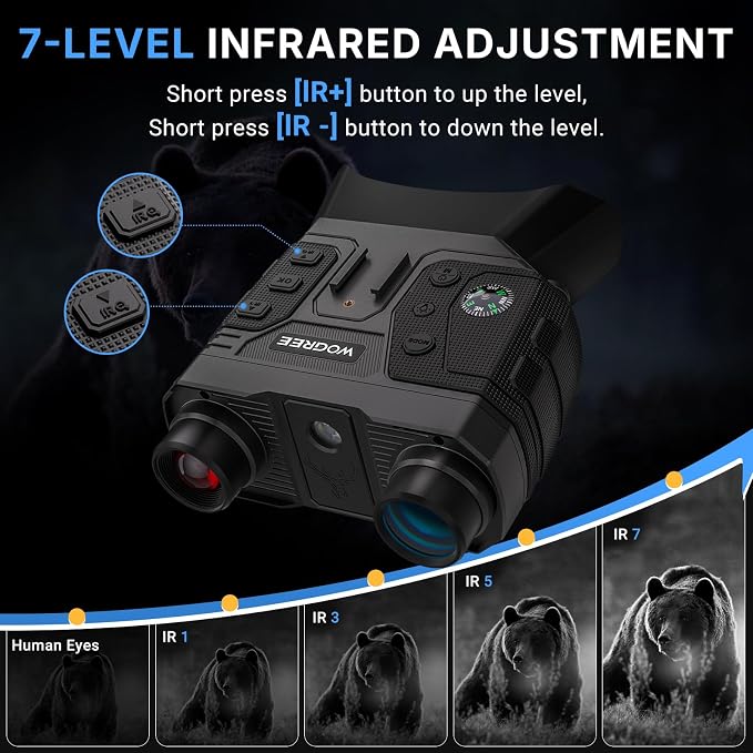 Night Vision Goggles, 4K Night Vision Binoculars for Adults, 36MP Photo, 5000mAh Rechargeable Battery, 1300FT Range, 8X Digital Zoom, Infrared Vision, 32GB SD, Flashlight & Compass for Camping