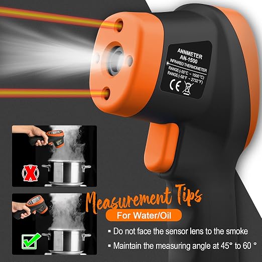 High Temperature Infrared Thermometer, AIOMEST Digital IR Pyrometer 30:1 Measure Temp -58~2732℉, Dual Laser Industrial Termómetro Handheld AI-1500 for HVAC Kilning Casting Pottery Forge