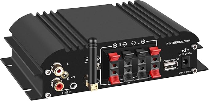 Kinter K3118-2.1 Bluetooth 5.0 Stereo Digital Receiver Amplifier 2.1 Channel Mini Hi-Fi Class D Amp 30 Watt x 2 Channels + 80 Watt Subwoofer for Home TV DIY Auto Outdoor Passive Speakers Subwoofer