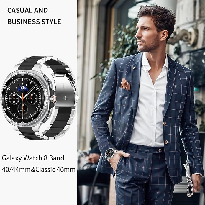 GOLDTOLUCK No Gap Stainless Steel Band Compatible with Samsung Galaxy Watch 8 7 6 5 4 Classic FE Pro Ultra 40mm 44mm 46mm 43mm 47mm 45mm 42mm Replacement Men Women Milanese Metal Elegant Casual