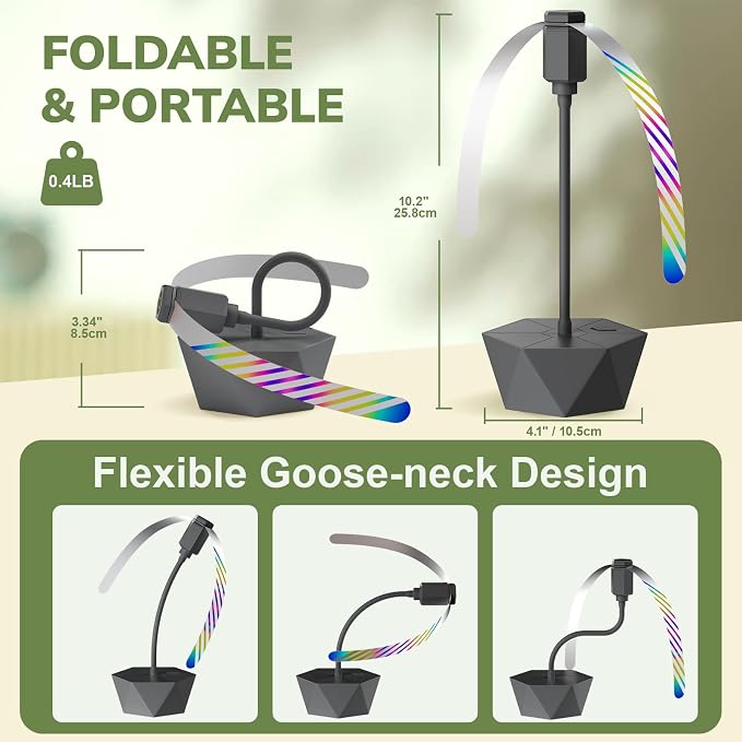Grete Gotye Portable Battery Powered Fly Fans for Tables Up to 15 Hours Working Time, 4-Pack Indoor Outdoor Food Fan with Flexible Goose-Neck Blades for Home Restaurant Party Picnic Patio BBQ, Grey
