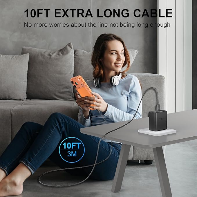 Phone 17 16 Pro Max Charger Fast Charging, 45W USB C Phone 17 16 Super Fast Charger Block with 6.6ft Long Type C Charging Cable Cord for i.Phone 17 Pro Max/17 Pro/17 Air/17/16/16Pro/16-White+Black