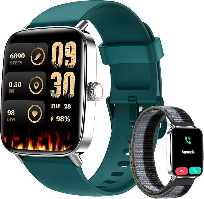Tensky Smart Watch for Women, 1.85" HD AMOLED Fitness Tracker (Answer/Call) with 24/7 Heart Rate/Sleep/SpO2 Monitor for iPhone & Android, 120+ Sports Modes Smartwatch with IP68 Waterproof, 2 Bands