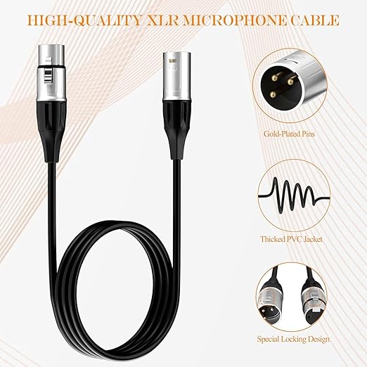 Tisino 10FT XLR Cable, 4 Pack Microphone Cable XLR Male to XLR Female Balanced Microphone Cord Compatible with Preamps/Speaker Systems and More - 3m/10ft