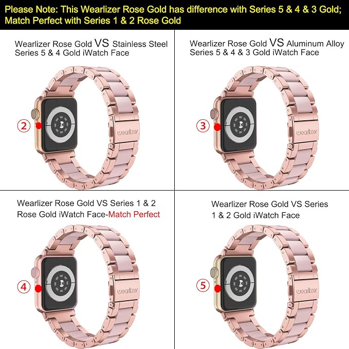 Wearlizer Rose Pink Compatible with Apple Watch Band 38/40/41/42mm Womens Replacement, Stainless Steel Strap Fashion Resin Wristband Sleek Metal iWatch Series 11 10 9 8 7 6 5 4 3 SE/Ultra 3 2 1