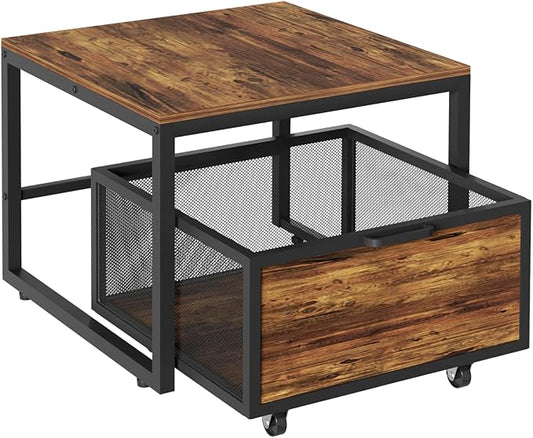 Mini Fridge Stand with Storage, End Table, Heavy Duty Refrigerator Stand with Mobile Drawer Basket for Dorm, Home, Kitchen, Office, Stand for Drinks Refrigerator, Wine Cooler, Water Dispenser