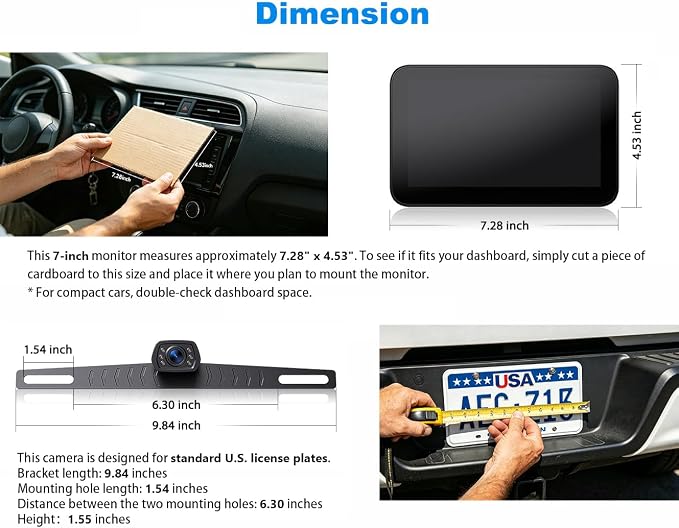ZEROXCLUB Wired Backup Camera Kit with 7" Monitor, HD 1080P Display for Car Truck/Pickup/SUV/Van/RV, Night Vision Rear View Camera IP69 Waterproof-B7