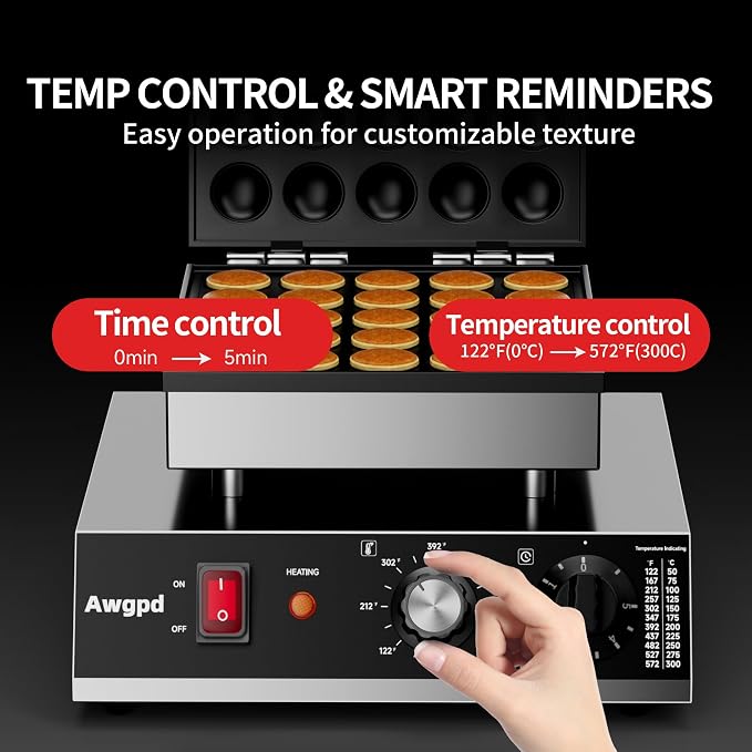 Mini Dutch Pancake Maker,25pcs Mini Pancake Maker Machine,1700W Commercial Electric Poffertjes Grill,Stainless Steel,Temp & Time Control,for Home Kitchen Restaurant,Snack,Desserts