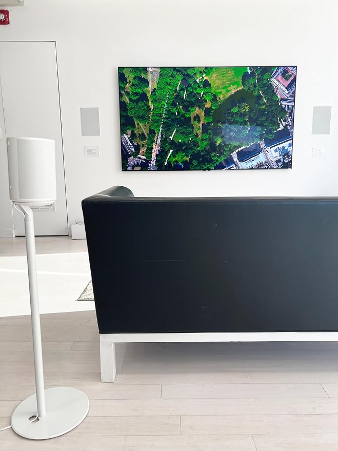 ynVISION.DESIGN Fixed Height Floor Stands Compatible with Sonos Era 100, Era 100 SL, Era 300 Speakers - Surround Sound Speaker Stands with Cable Management, Sleek and Secure, 28.2" w/o Speaker, 2 Pack