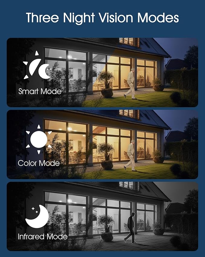 ANRAN Solar Security Cameras Wireless Outdoor,2K Cameras for Home Security with Fixed Solar Panel, 360° PTZ for Home Surveillance,2.4G WiFi, PIR Human Detection, 3MP Color Night Vision, 2 Pack