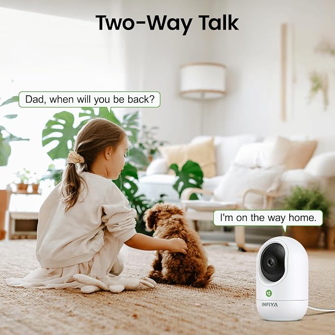 INFIYA 2K Indoor Camera-360° Pan/Tilt Baby/Elderly/Pet Camera with One-Tap Call & 24/7 Local Storage, Cameras for Home Security Compatible with Alexa/Google Home, K7-4 Pack (2.4GHz Wi-Fi Only)
