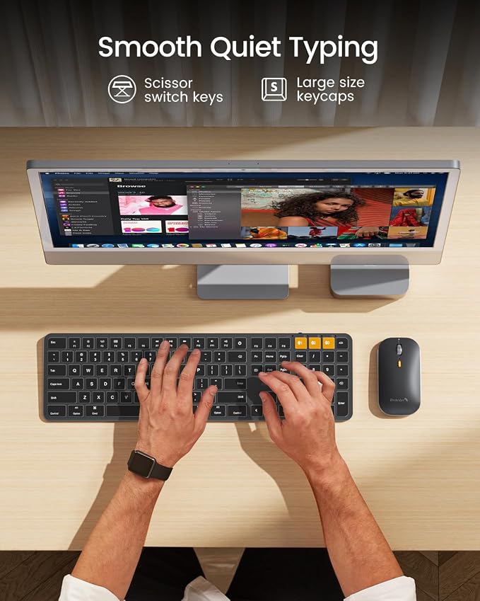 ProtoArc Backlit Bluetooth Keyboard and Mouse for Mac, KM100-A Full Size Wireless Keyboard Mouse for Mac, Multi-Device, Rechargeable, No USB, for MacBook Pro/Air, iPhone, iPad, Space Black