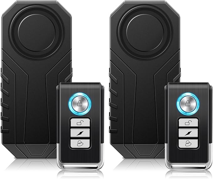 Bike Alarms,Bike Alarm Anti Theft,Bicycle Motion Sensor Anti-Theft Alarm,113dB Super Loud Bicycle Vibration Motion Sensor Siren Anti Theft Security System IP65 Waterproof, 2Pack