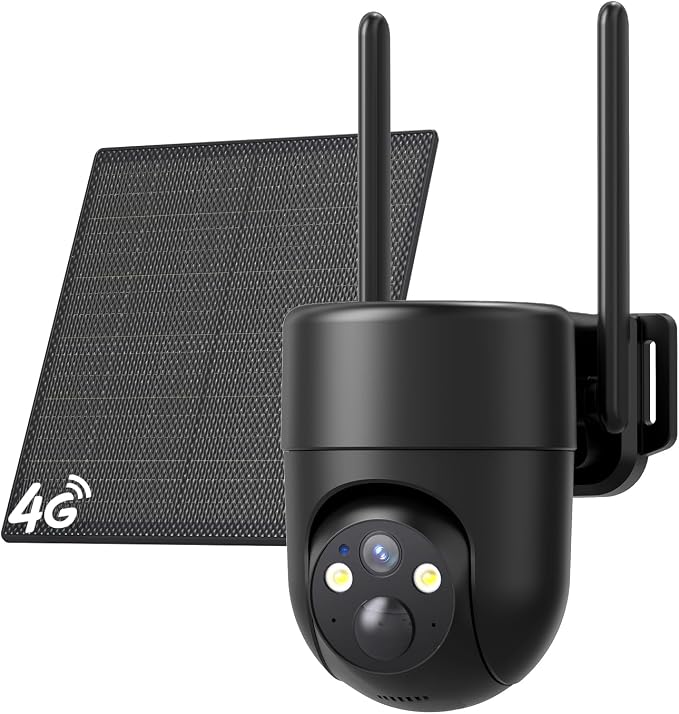ELYSOO 4G LTE Cellular Security Cameras Outdoor, 2K 360° View No WiFi Needed Solar Powered Security Camera, Color Night Vision, Built-in SIM Card, Unlimited Data Plan