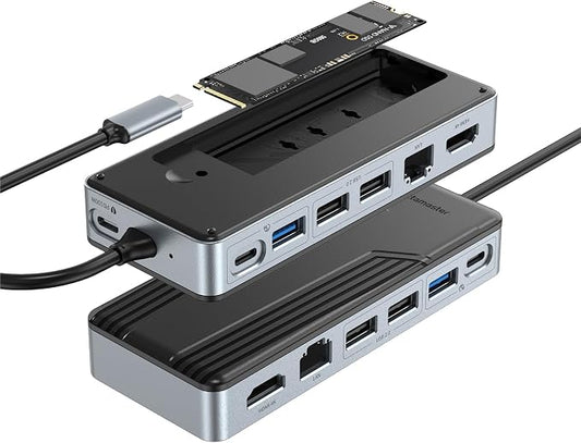 Yottamaster USB C Hub with 4TB M.2 NVMe SSD Enclosure, 8 Ports USB C HUB Adapter 10Gbps USB 3.2 Gen2, 4K@60Hz HDMI, 100W PD, Ethernet for Windows, Mac [Diskless] - YM28PR