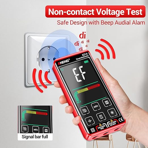 ANENG Digital Multimeter Tester Smart Touch TRMS Auto-Ranging 9999Counts Rechargeable anti-burning Ohm Amp VoltMeter With NCV,DC/AC Current,Voltage,Resistance Diodes,Continuity,Capacitance,Temperature