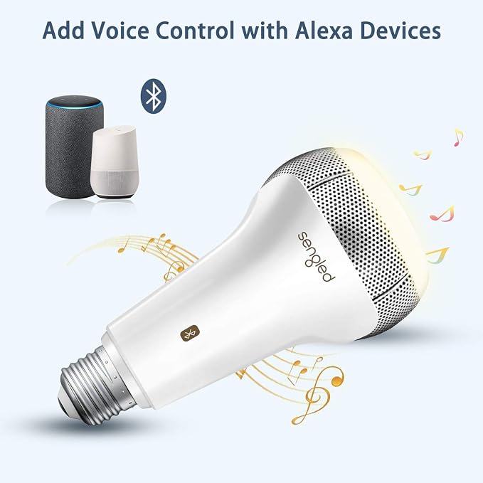 Sengled Solo JBL Speaker Light Bulb Dual Channel Dimmable LED Light App Controlled 45W Equivalent E26 Smart Timing Music Bulb, Compatible with Alexa via Bluetooth Connection