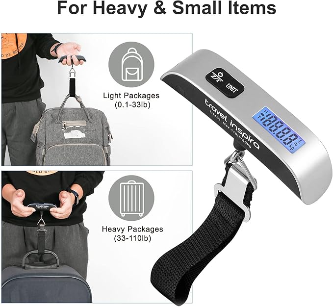 travel inspira Travel Essentials Kit: Luggage Scale + Oxofrd 9 Pack Vacuum Storage Bags