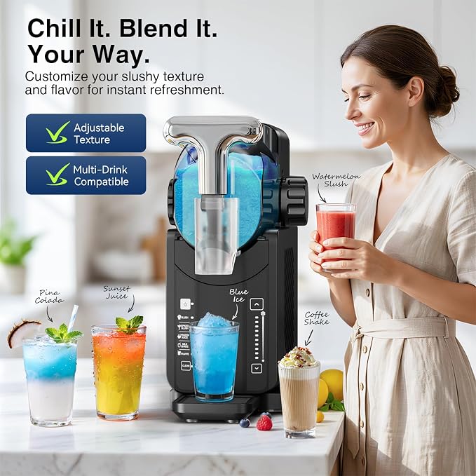 Slushie Machine, No Ice Needed, 85 oz Slushy Machine for Home, 5 Preset Programs & Auto-Clean Mode, Fast Chill Technolog, Frozen Drink Maker (Dark Grey)