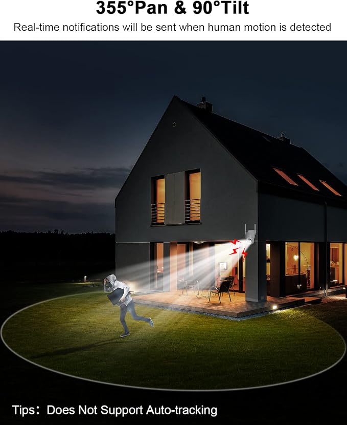 ANRAN 4G LTE Cellular Solar Security Camera Wireless Outdoor, No WiFi Solar Powered Camera, 360° Live View, 2K Color Night Vision, 2 Way Talk, Built in SIM Card & 32GB SD Card