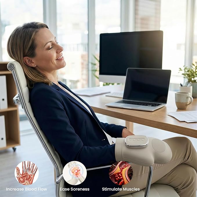 Hand Massager with Heat and Compression,2026 Updated Cordless Portable Therapy Glove,Arthritis & Carpal Tunnel Relief,Portable for Home,Office,Travel – Great Gift for Men and Women