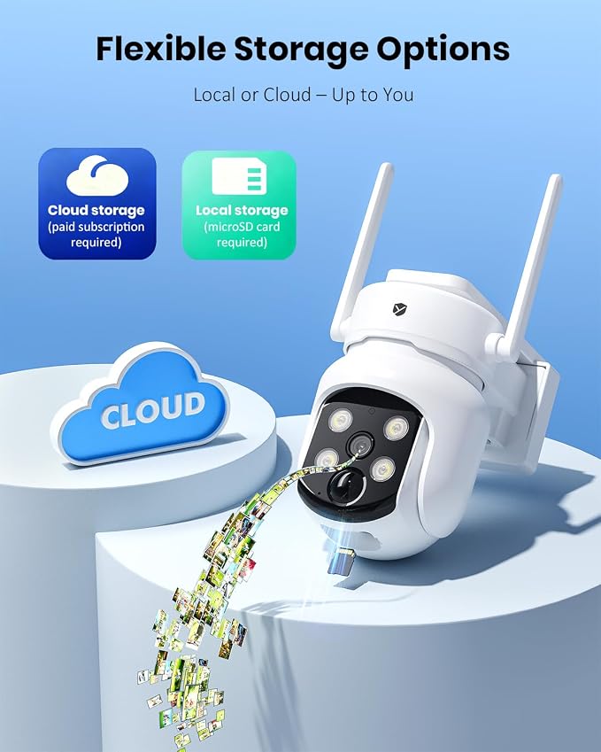 Solar Camera Wireless Outdoor, Security Camera with 2-in-1 Solar Panel, 4MP PTZ WiFi Camera, 360° Coverage, Dual-Band 2.4/5GHz, Color Night Vision Spotlight, Human Detection, No Monthly Fee
