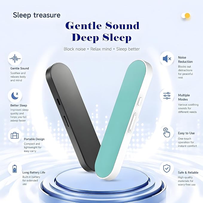 Under Pillow Speaker with Bluetooth, Memory Card Playback, Timer Function/Volume Control, Deep Base Flat Soft Design for Sleep and Bedtime Entertainment(Blue)