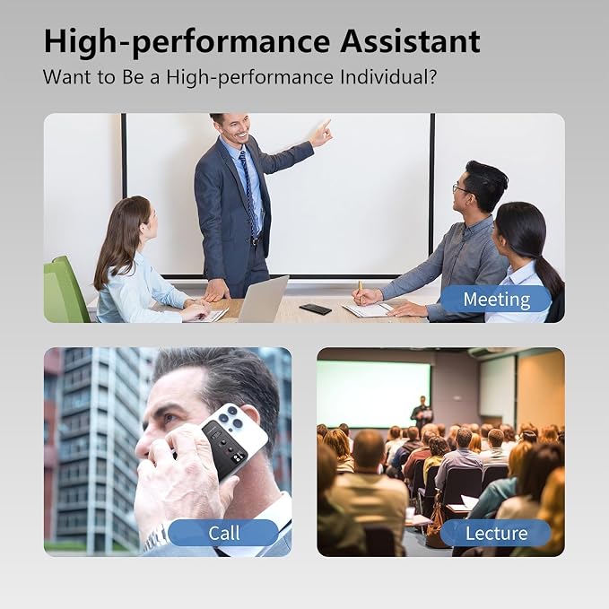 Note AI Voice Recorder, No Fees ChatGPT Transcription/Summary & 30 Smart Templates, App/Web Sync Voice to Text Recorder with 107 Languages & 64GB Memory, Ideal for Work, Lectures, Meetings, Calls