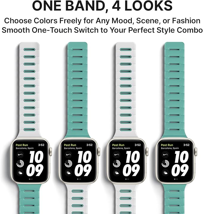 Bandletic Reversible Magnetic Band Compatible with Apple Watch 42mm(Series 11 10) Men Women 41mm/40mm/38mm, Strong Magnet Wristbands Soft Silicone Straps for iWatch Series 9 8 7 6 5 4 SE3 SE2 3 2 1