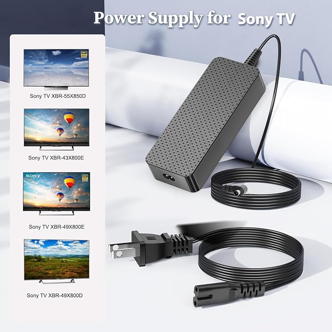 TAIFU 120W Charger Adapter for Sony TV XBR-55X850D XBR-43X800E XBR-49X800E XBR-49X800D KDL-55W800C XBR-43X800D KD-49X720E KDL-55W805C KD-55X720E KD-43X720E KDL-48R555C KDL-49W660E Power Supply Cord