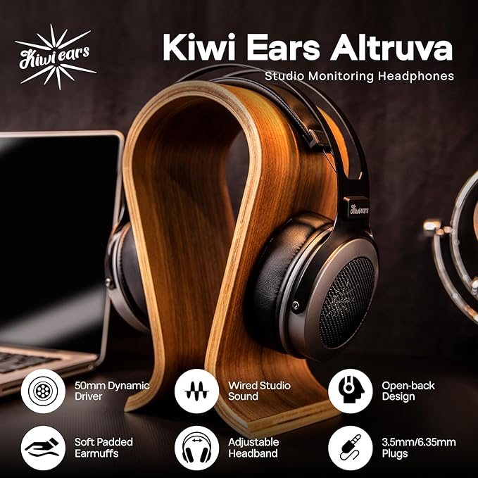 Linsoul Kiwi Ears Altruva Over Ear Headphone, Hi-Fi 50mm Dynamic Driver Monitoring Headphones, Wired Gaming Headset, Open-Back Stereo Headphones for Studio Engineer Audiophile Gaming (BlackGrey)