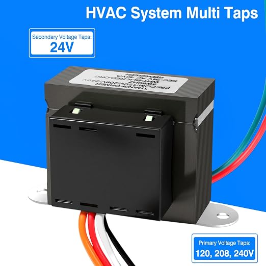 Control Transformer 24V 40VA, Multi-Tap 120/208/240V to 24VAC Industrial Power Transformer with Foot Mount for HVAC Furnace, Relays, and Gas Valves (24V 40VA)