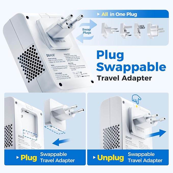 Upgraded 350W Voltage Converter US to Europe for Hair Straightener Shaver Toothbrush CPAP Camera Cell Phone - 220V to 110V Converter for European Travel, Power Converter Adapter Combo with PD Chargers