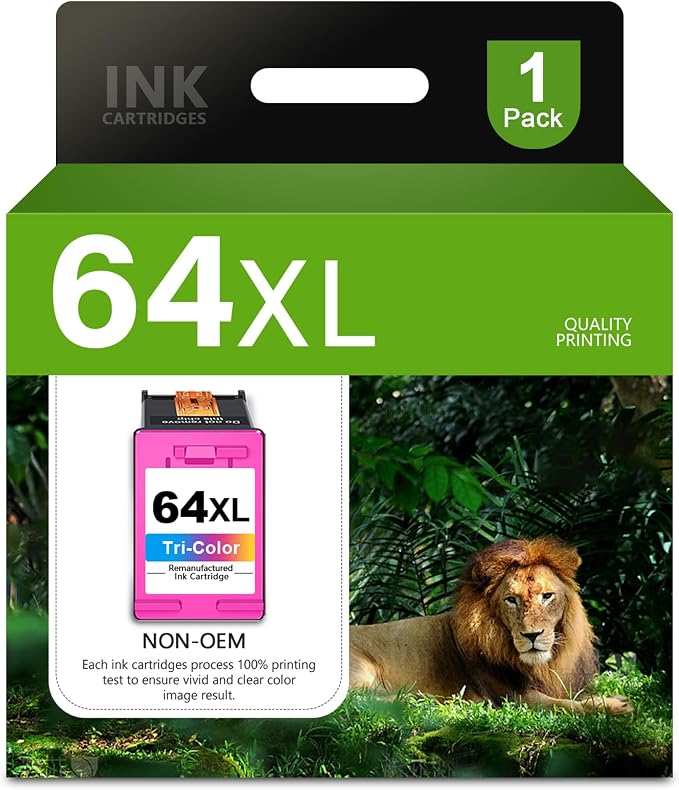 64XL Color Ink Cartridge Replacement for HP 64 64XL Ink Cartridge for Envy Photo 7855 7858 7800 7100 7155 6255 7164 Inspire 7255e 7955e 7958e 7900e Tango Series Printer (1-Pack)