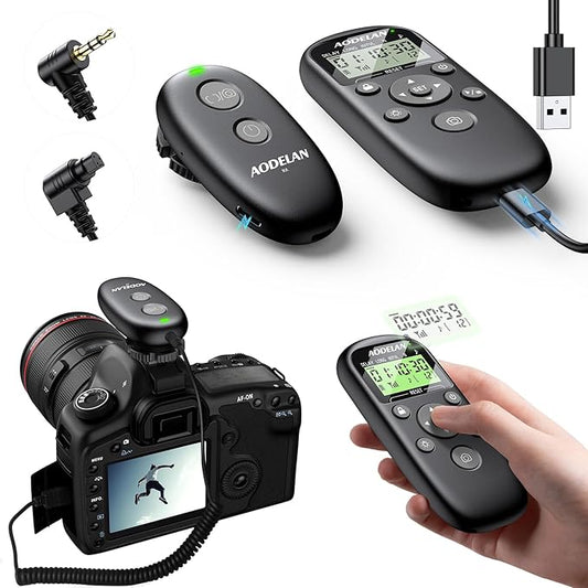 for Canon Cameras Wireless Rechargeable Timer Shutter Release Remote Control with LCD & Upgraded Interval Timer for EOS R6 Mark II, R7, R50 V, R100, RP, Rebel T7, T6, T5, T3, SL2, 5D Mark III