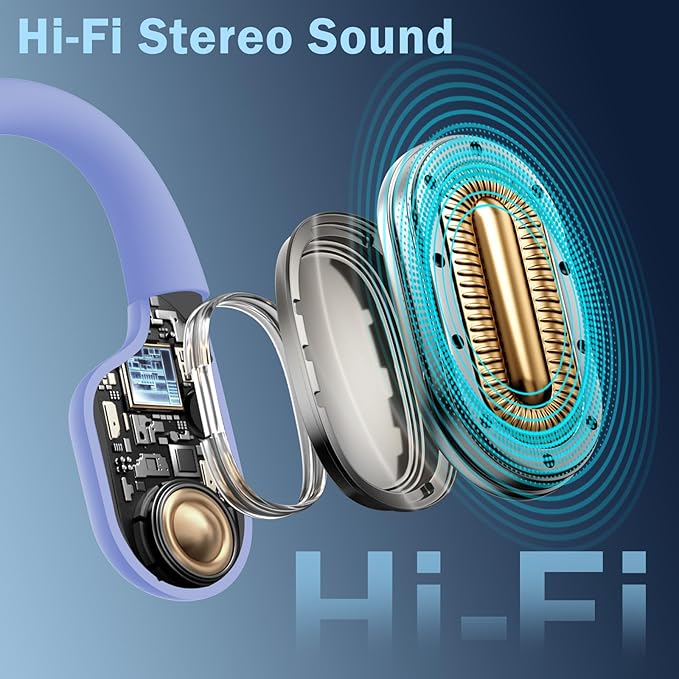 Swimming Headphones-Bone Conduction Headphones, IP68 Waterproof Open Earphones, LiteSurge Bluetooth 5.4 Underwater Sport Earbuds with 32 GB MP3 Memory for Swimming, Marathon-Purple