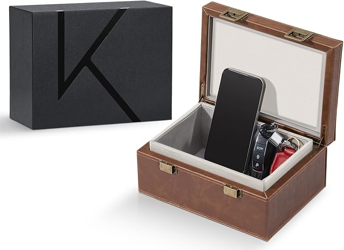 KK6 PLUS Faraday Box for Key Fobs, Signal Shielding Storage | Signal Shielding • Expanded Storage Capacity • Reinforced Metal Hinges • Premium Synthetic Leather