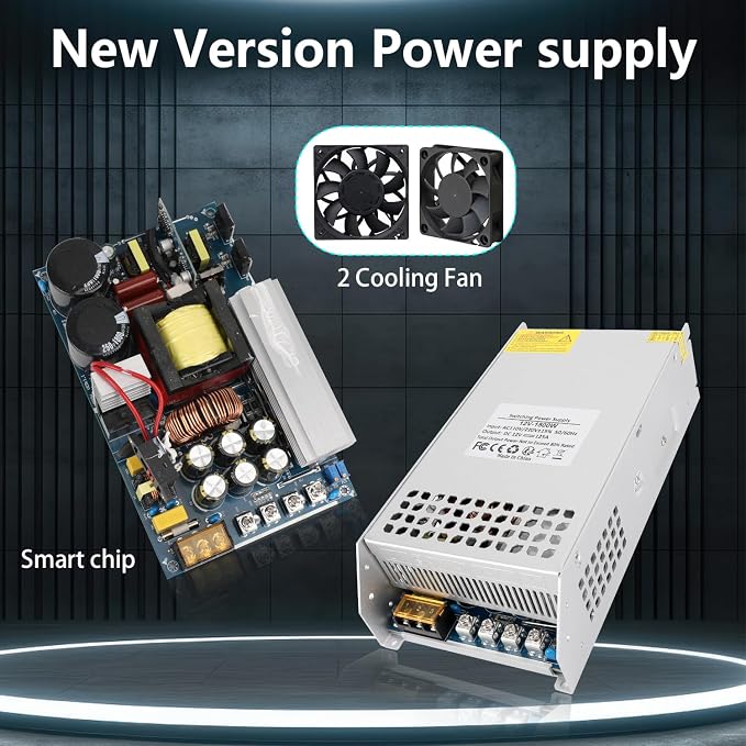 12V 125A 1500W Power Supply Transformer, 110V AC to DC 12V Converter Adapter 125A 1500W SMPS, DC Switching Power Supply for LED Strip Motor Pump CCTV Camera System Car Stereo 3D Printer