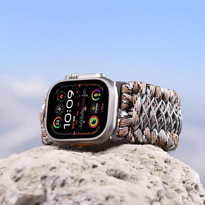 Tefeca Titan Series Paracord Band Compatible with Apple Watch Ultra 2/49mm, Series 10/46mm, 9/8/7/45mm, SE2/SE/6/5/4/44mm, and 3/2/1/42mm