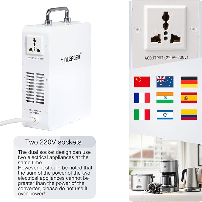 Yinleader 2000w Step Up Transformer 120v to 240v Voltage Converter 110v to 220v Using 220/230/240 Volt European Asian Appliances in US/CA/MX