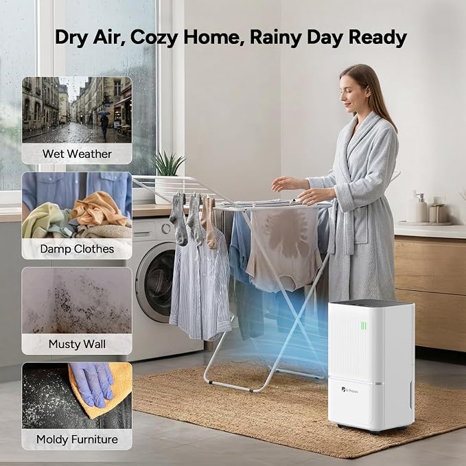 DR.PREPARE 3800 Sq.Ft Energy Star Dehumidifier, Max 65 Pints, Smart Dehumidifier with App/Wi-Fi for Basement, Bedroom with Drain Hose, Intelligent Humidity Control, Dry Clothes, Sleep Mode, 24H Timer