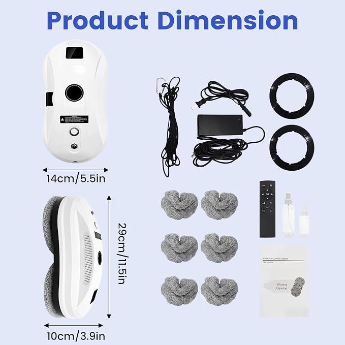 Window Cleaning Robot, Auto-Spray Window Cleaner, AI Path Planning & Edge Detection, 3000Pa Suction, Remote Control, Ideal for Glass Windows that are Difficult to Reach Manually