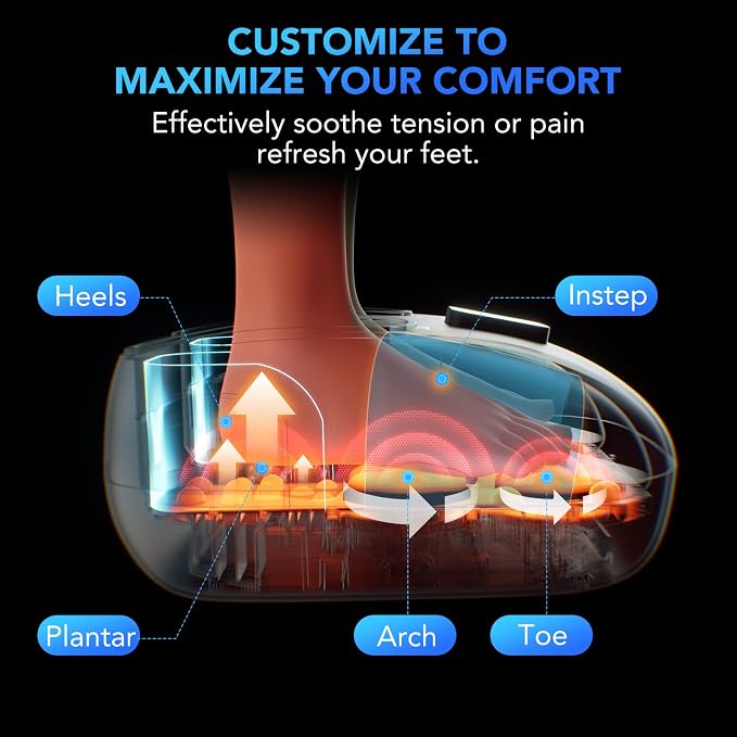 SKG YS100 Foot Massager with Heat and Remote, Upgrade Electric Feet Massager for Plantar Fasciitis Pain Relief, 3 Levels Compression Massage for Neuropathy Plantar Fasciitis, Up to Size 13