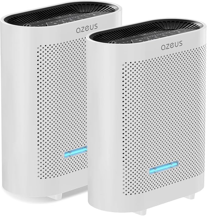 AZEUS 2-Pack Large Room Air Purifier for Home, True HEPA Air Purifiers for Smoke, Pets, Dust, Odor, Room HEPA Filter Air Purifier, Air Quality Sensor, Quiet 24-50dB, Kitchen Bedroom Office