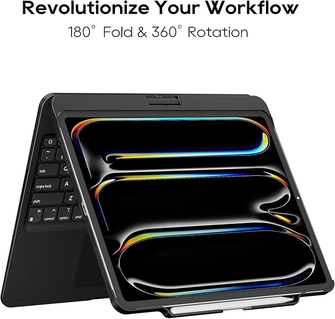 edaiser Swivel Keyboard Case for Apple 2026 iPad Air 13-inch M4 M3 M2, iPad Pro 13 inch (M4 M5), iPad Pro 12.9-inch 6th-3rd Gen; 360 Rotatable Cover with Pencil Holder, Trackpad, Backlit, Black