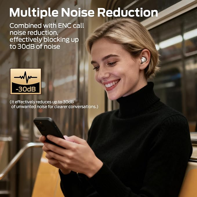 Monster Sleep Ear100 Ear Buds, Sleep Earbuds with Stereo Sound, Design for Side Sleepoth 6.0, ENC Noise Cancelling, IPX6 Waterproof Mini Headphones,White
