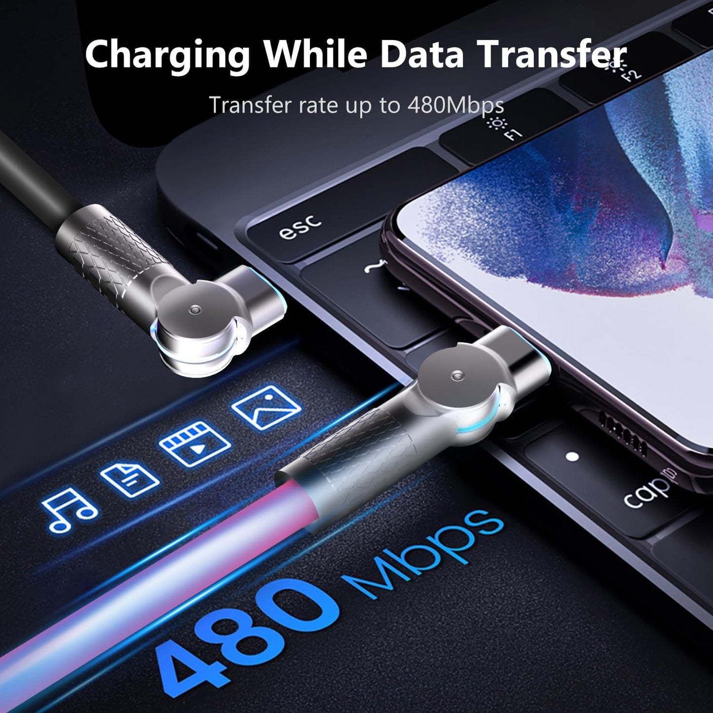 USB C to USB C Cable 10ft 240W 2-Pack USB 2.0, Type C Charging Cable for iPhone 15, Samsung Galaxy S23, MacBook Pro 2020, iPad Pro, iPad Air 4, Pixel and More. Black+Pink