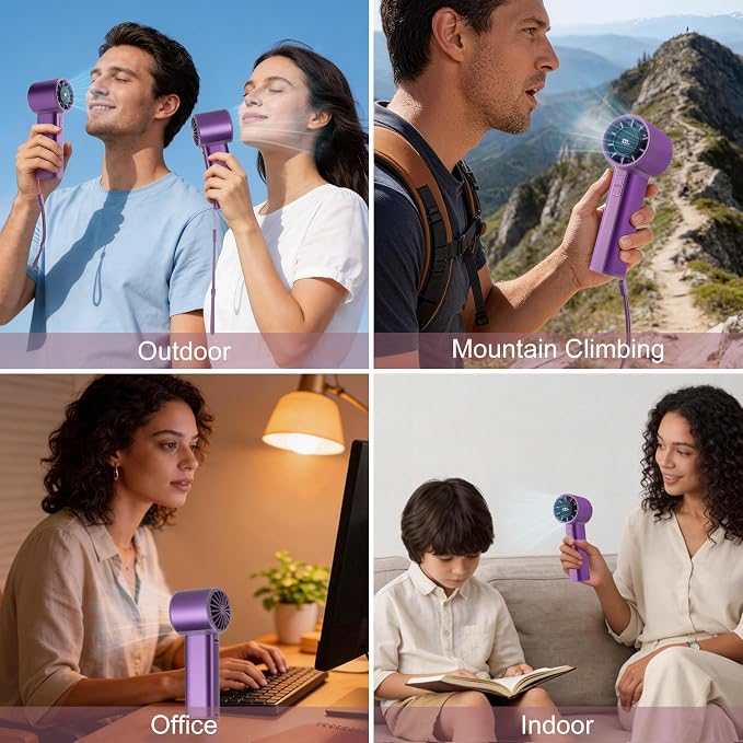 Handheld Turbo Fan with 1-100 Speed - 15H Max Cooling Mini Portable Fan, Metal Personal Air Cooler for Commute and Travel, Gifts for Men and Women, Purple